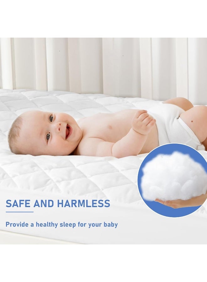 GRT 1 Pack Waterproof Crib Mattress Protector, Quilted Baby Mattress Cover Fitted Deep Pocket from 4" up to 9", Extra Soft Breathable & Noiseless Toddler Mattress Pad 52"x28", White - Image 2